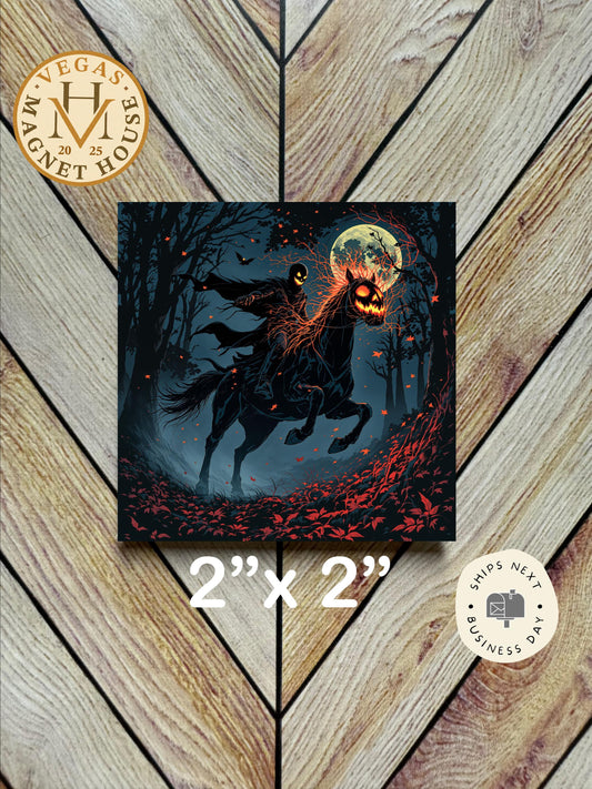 Halloween scary horse magnet | Halloween Fridge Decor 2x2"