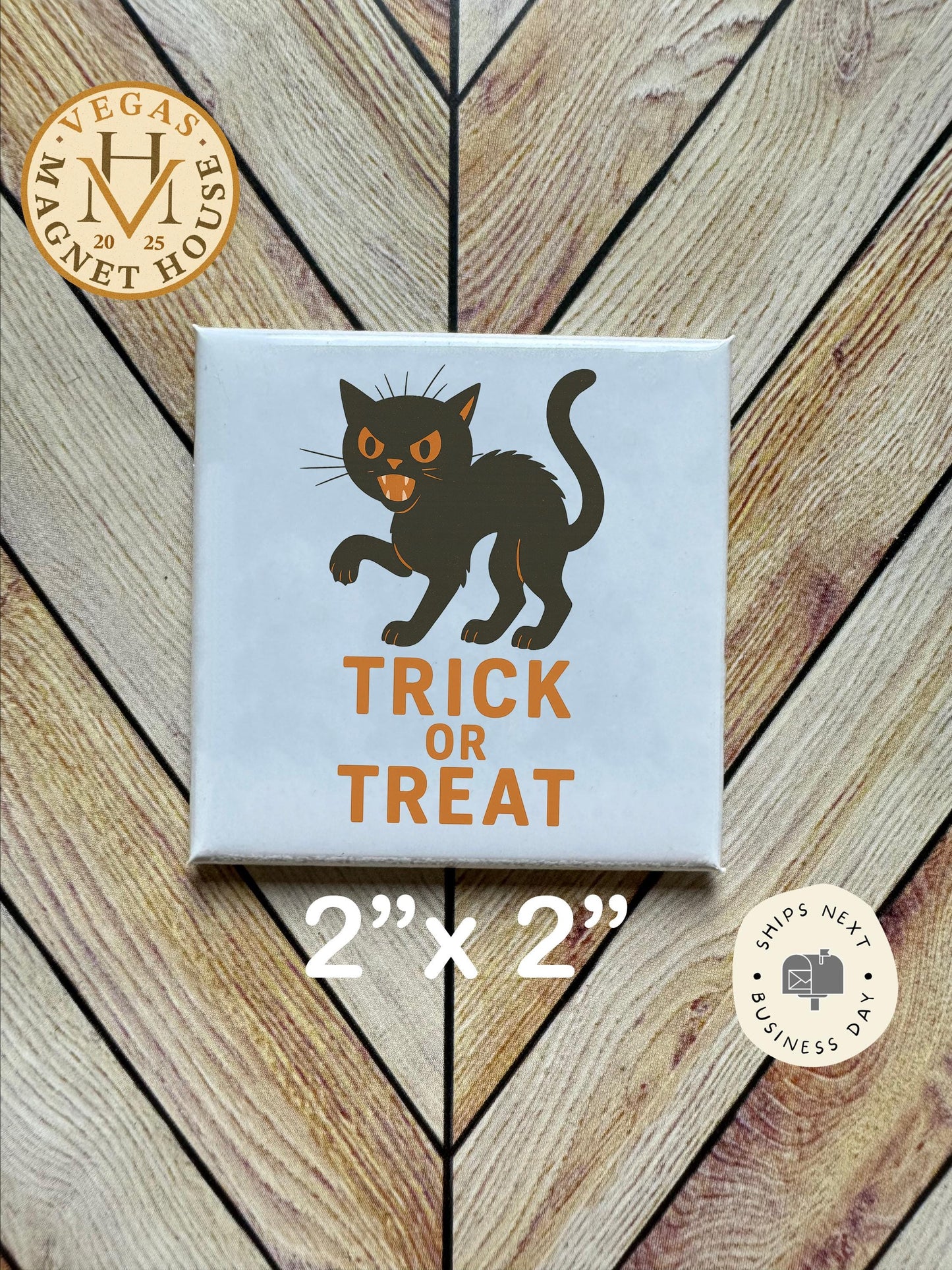 Scary Halloween Cat | Halloween Fridge Decor 2x2"