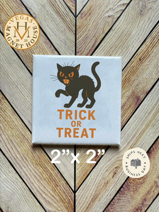 Scary Halloween Cat | Halloween Fridge Decor 2x2"