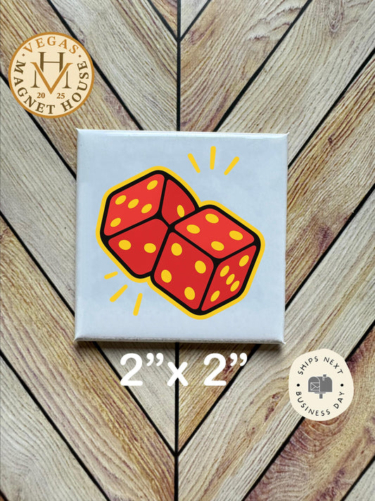 Dice Magnet: 2x2" Decorative Fridge Magnet