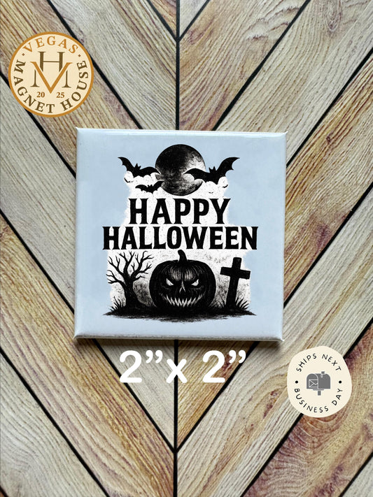 Scary laughing Halloween magnet |pumpkins | Halloween Fridge Decor 2x2"