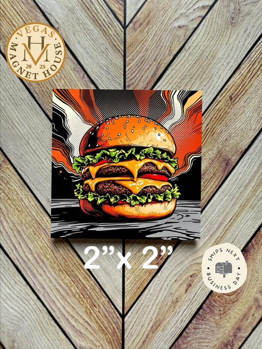 Burger Magnet: 2x2" Decorative Fridge Magnet