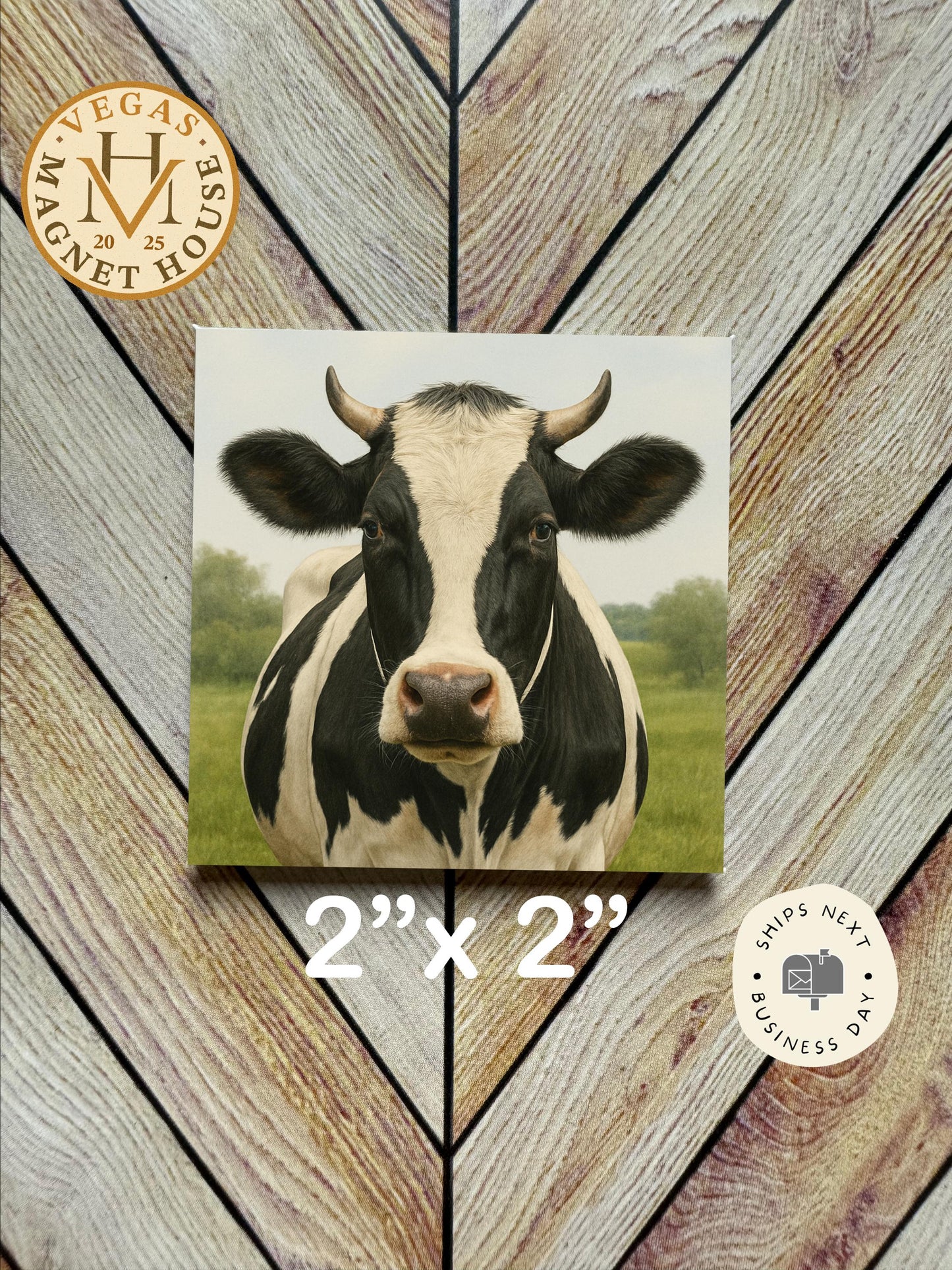 Cow Magnet 2x2": Decorative Fridge Magnet Gift
