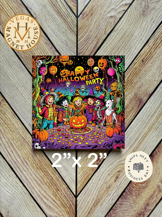 Halloween Party magnet | Halloween Fridge Decor 2x2"