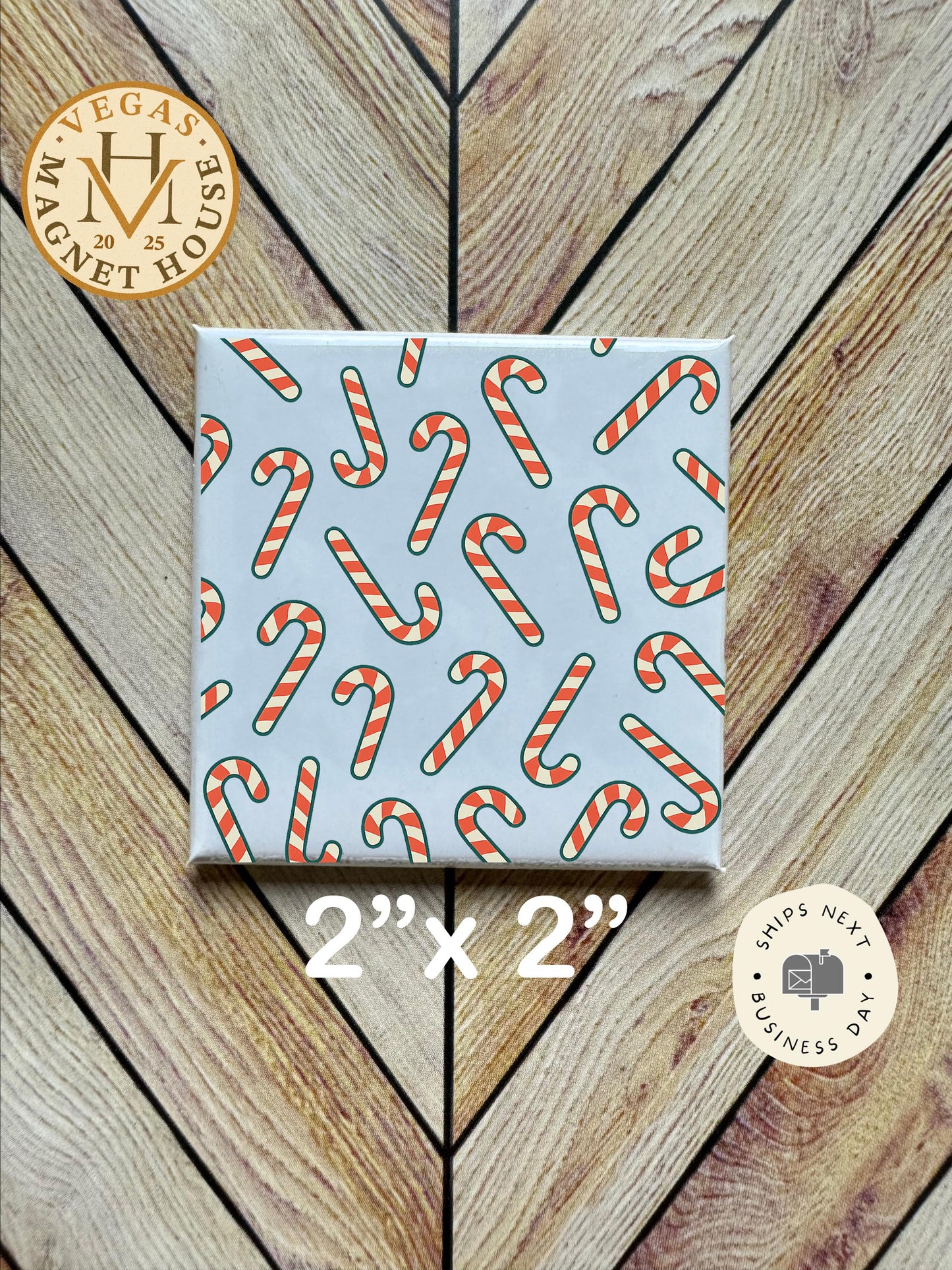Candy canes Magnet 2x2" | Gift | Holiday Gift | Fridge Magnet | Birthday Gift