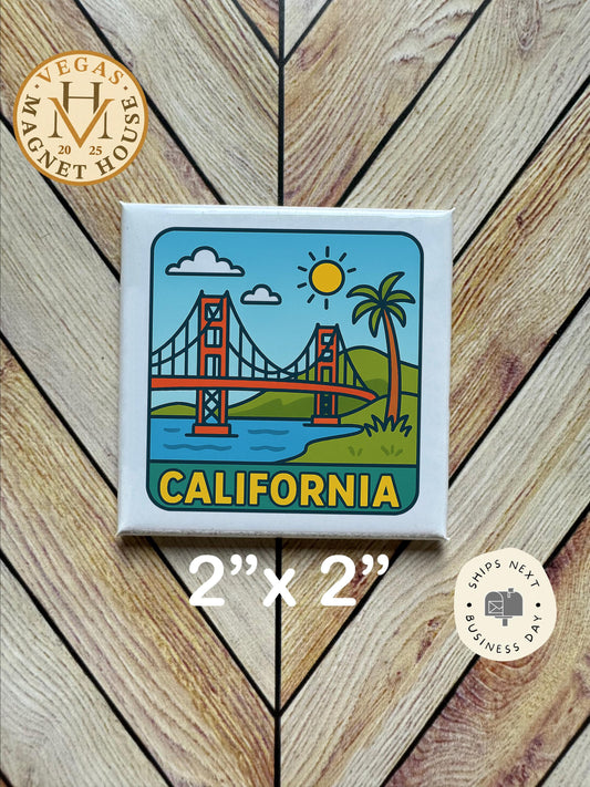 California Magnet: 2x2" souvenir Fridge Decor