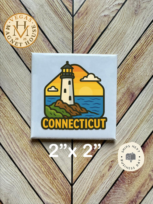 Connecticut Magnet: 2x2" souvenir Fridge Decor