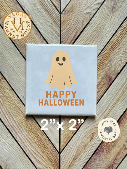 Happy Halloween Ghost | Halloween Fridge Decor 2x2"