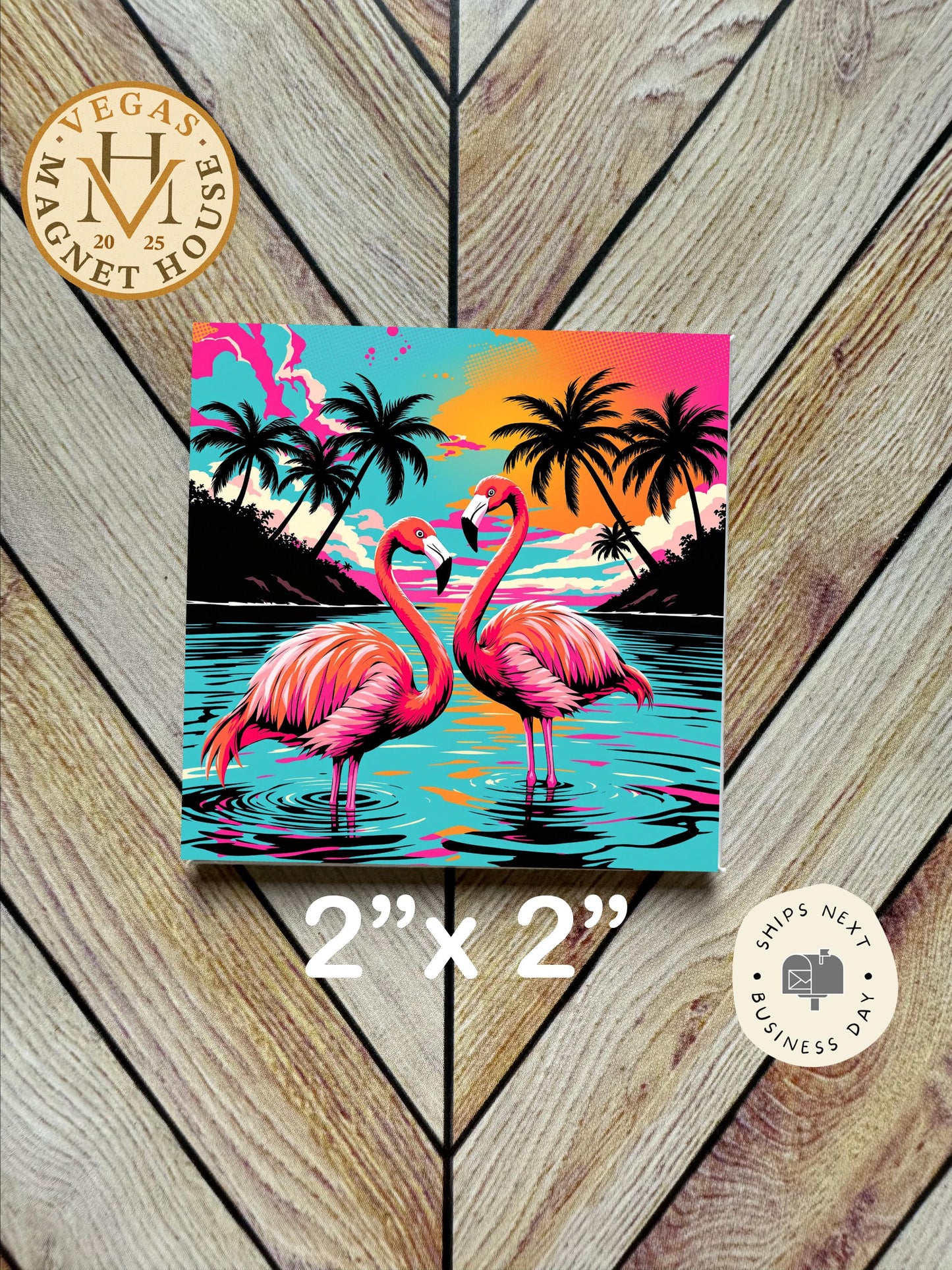 Flamingos Magnet 2x2": Decorative Fridge Magnet Gift