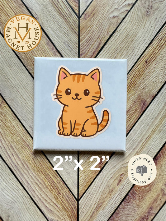 Cute Cat Fridge Magnet 2x2": Decorative Fridge Magnet Gift