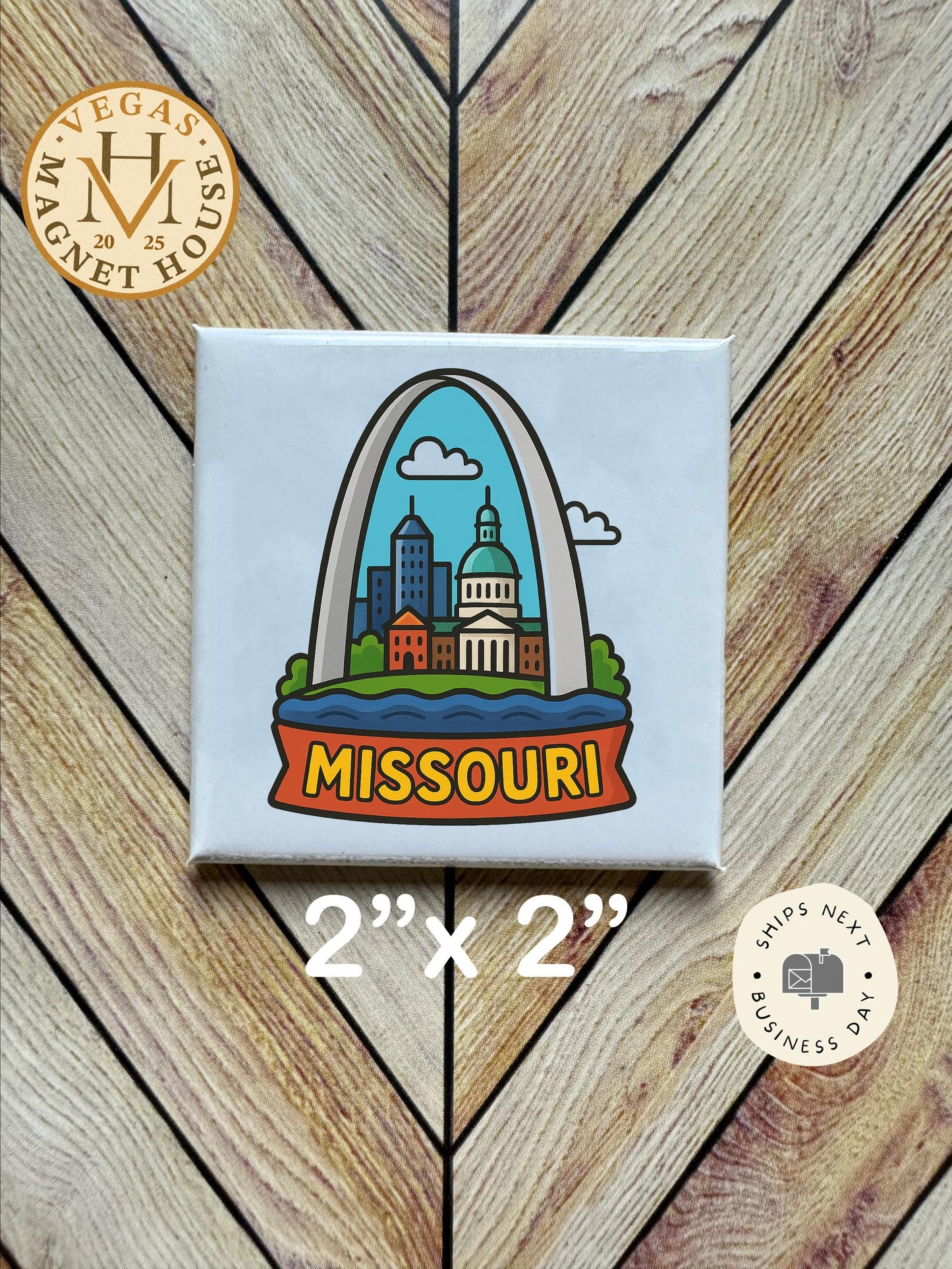 Missouri Magnet: 2x2" souvenir Fridge Decor
