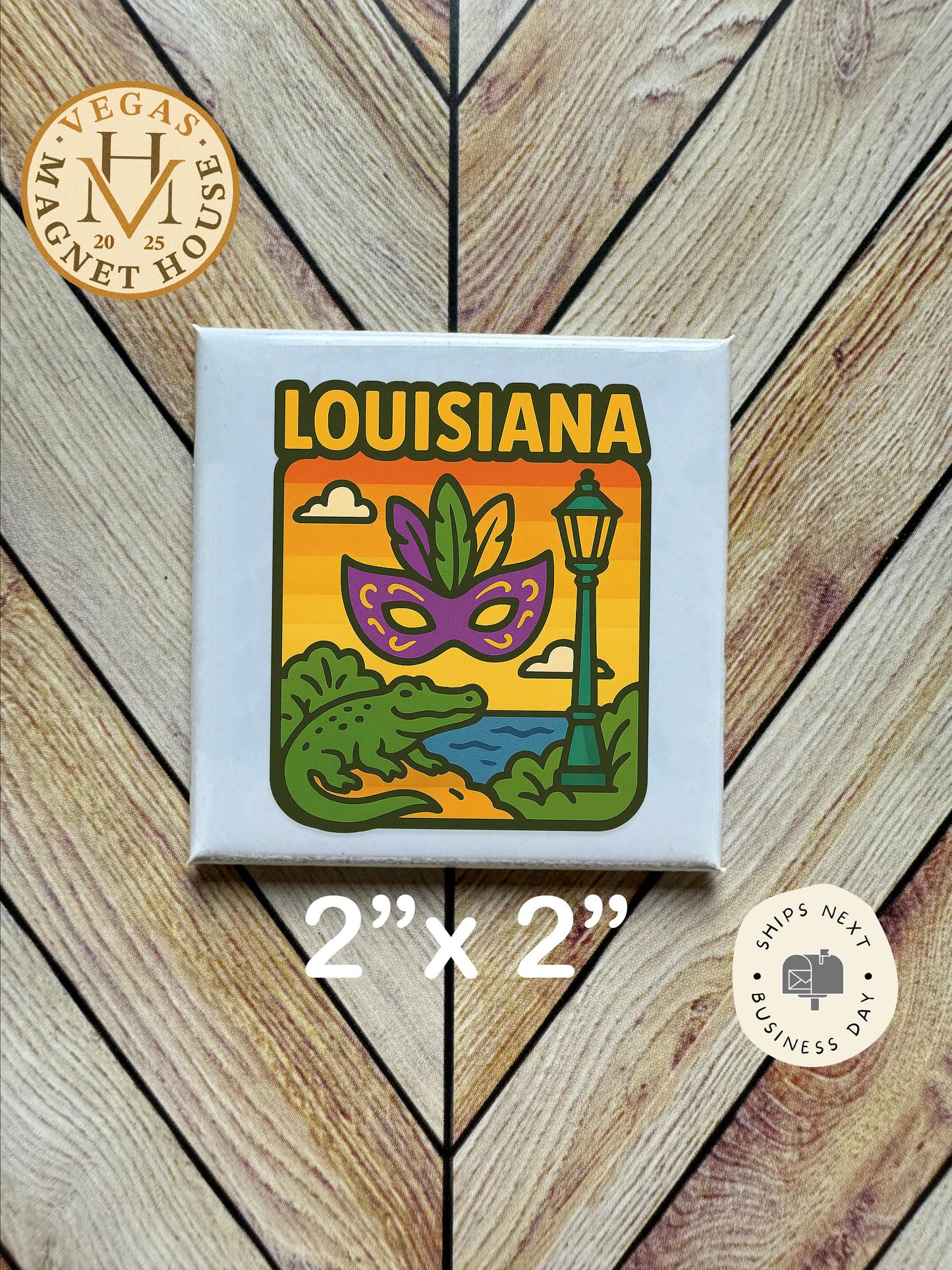 Louisiana Magnet: 2x2" souvenir Fridge Decor