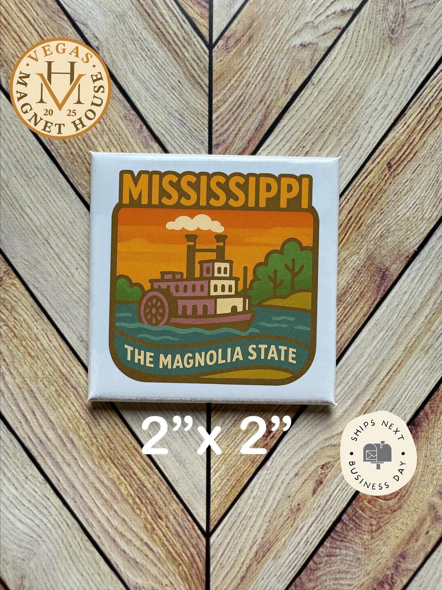 Mississippi Magnet: 2x2" souvenir Fridge Decor