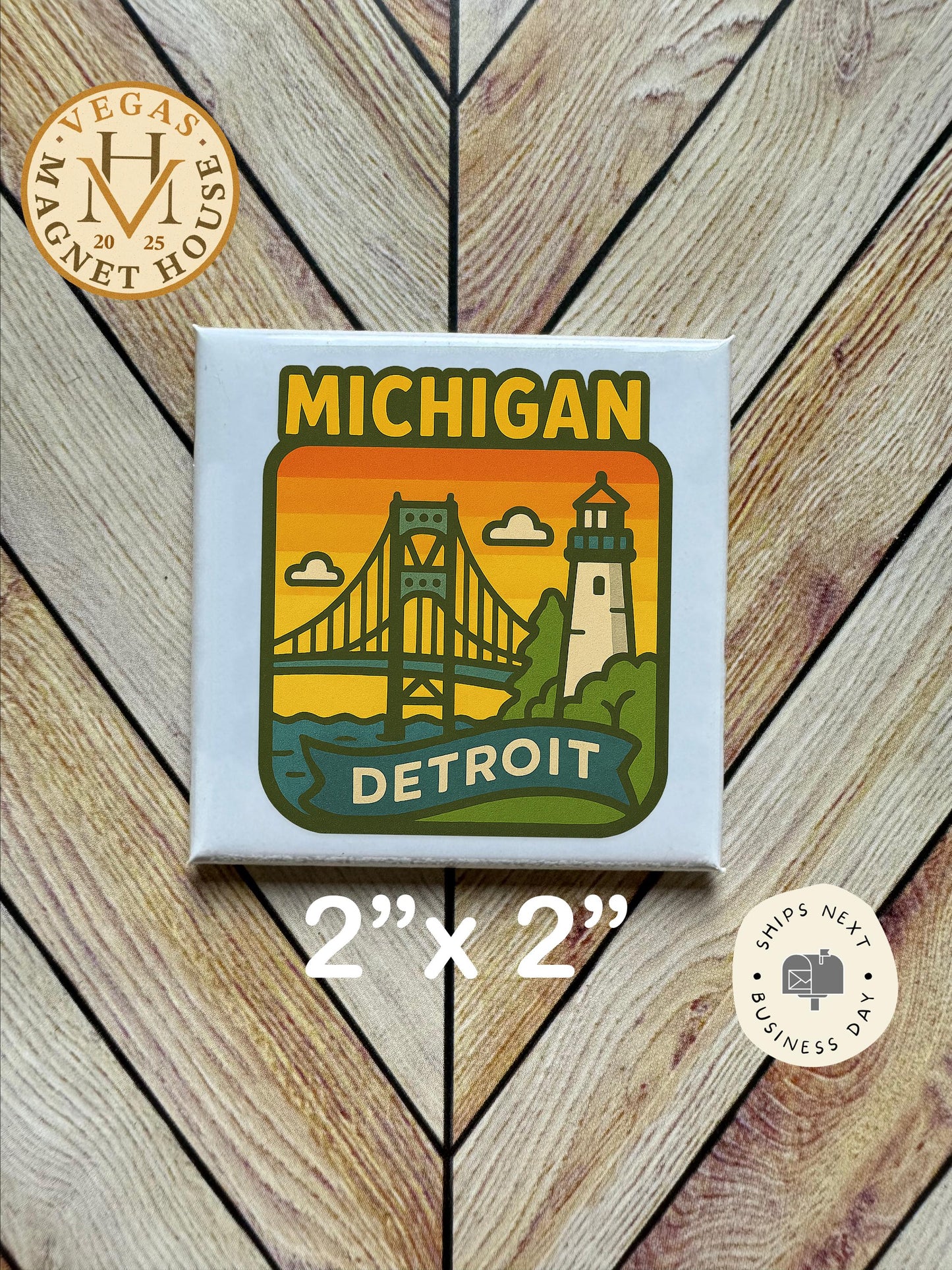 Michigan Magnet: 2x2" souvenir Fridge Decor