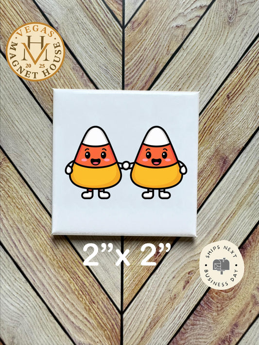 Candy Corn Magnet: Halloween Fridge Decor 2x2"