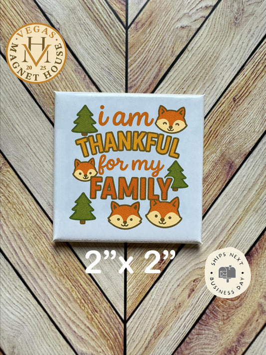 Happy Thanksgiving Family  2025 Magnet: Gobble Design, Holiday Fridge Decor