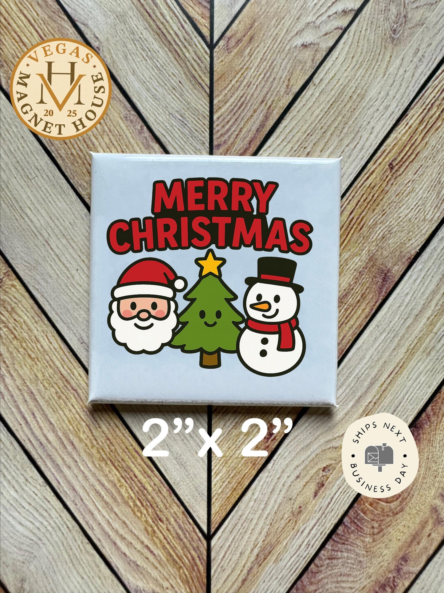 Christmas Snowman Magnet: Holiday Fridge Decor 2x2"