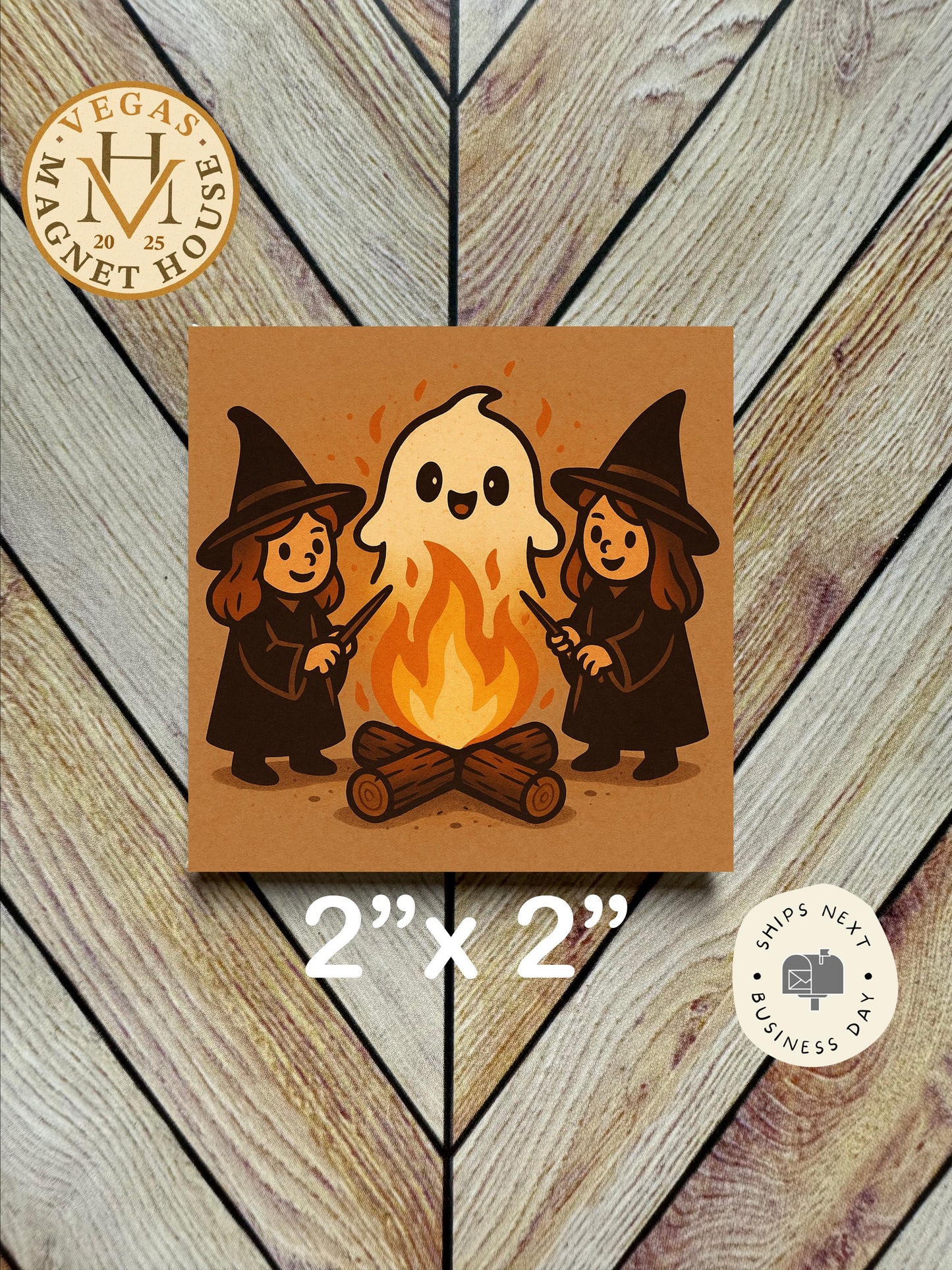Witches Ghost magnet |pumpkins | Halloween Fridge Decor 2x2"