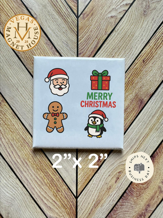 Christmas Characters |Christmas  Magnet: Holiday Fridge Decor 2x2"