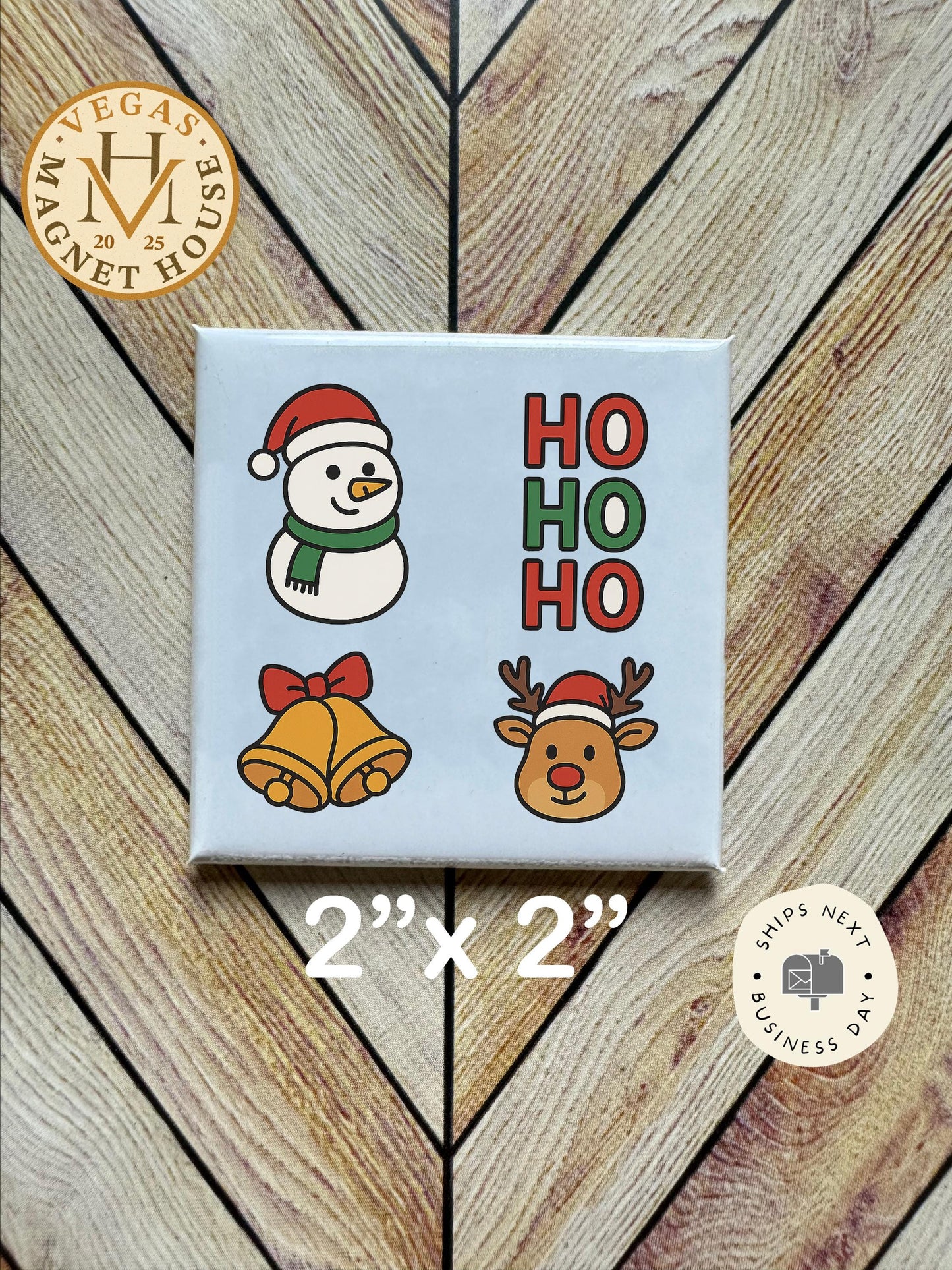 Snowman bells |  Magnet: 2x2" Decorative Fridge Magnet