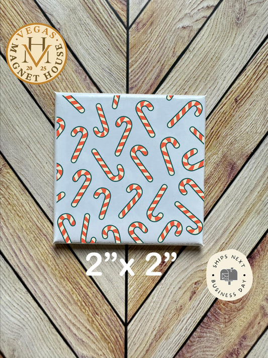 Candy canes Magnet 2x2" | Gift | Holiday Gift | Fridge Magnet | Birthday Gift