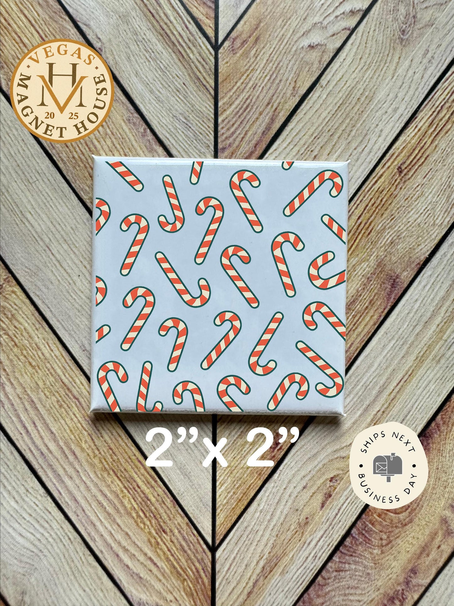 Candy Canes Magnet: Holiday Fridge Decor (2x2")