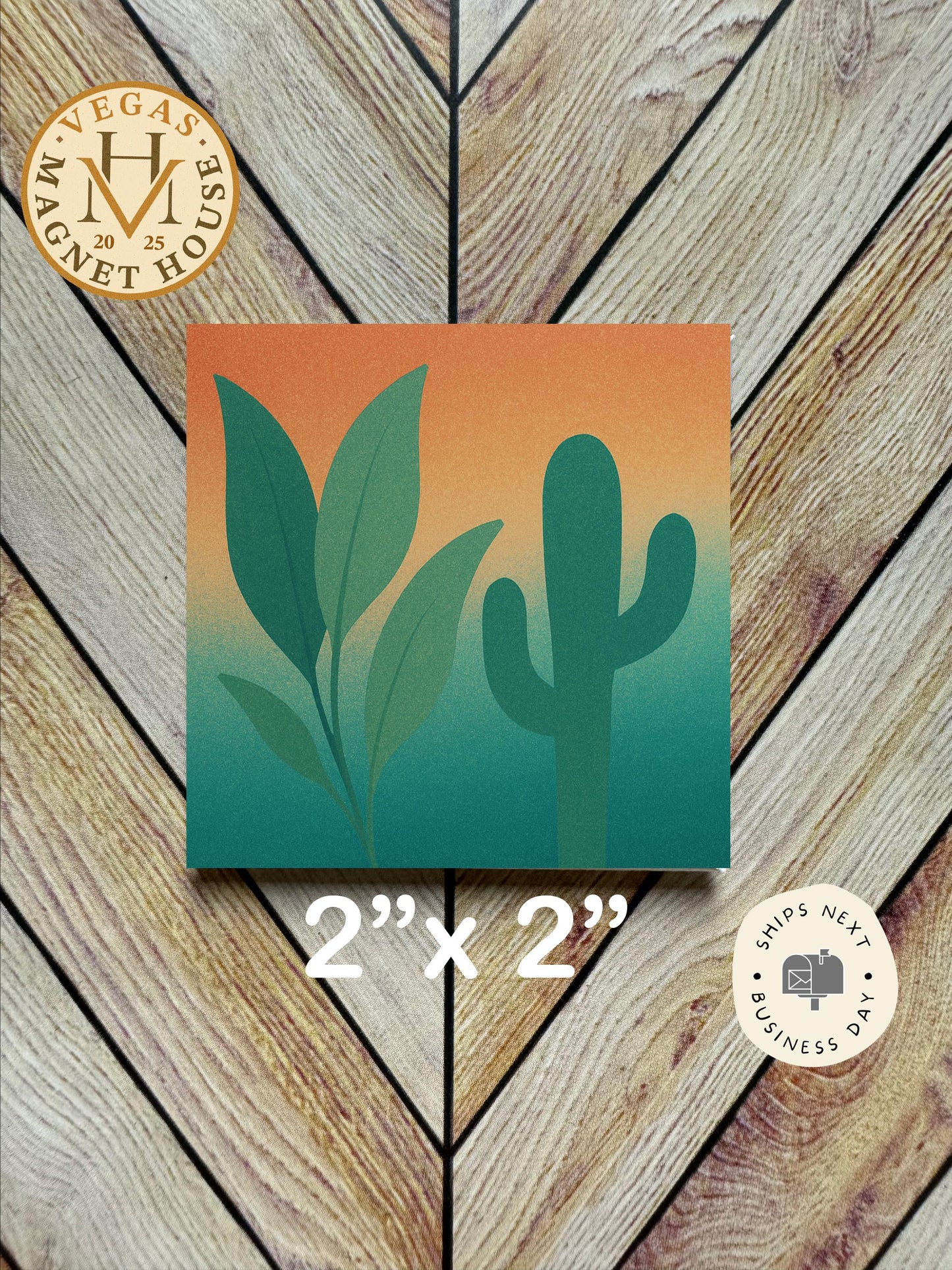 Cactus & Leaf Magnet: Decorative Fridge Art (2x2")