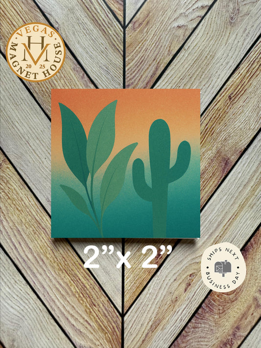 Cactus & Leaf Magnet: Decorative Fridge Art (2x2")