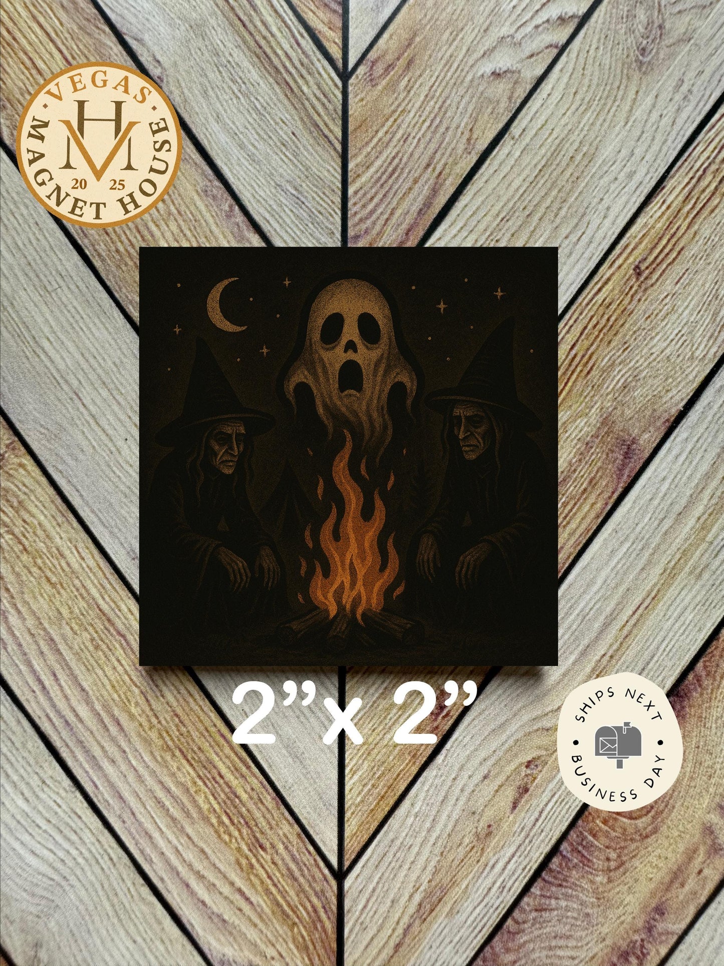 Scary Witches Ghost magnet magnet |pumpkins | Halloween Fridge Decor 2x2"