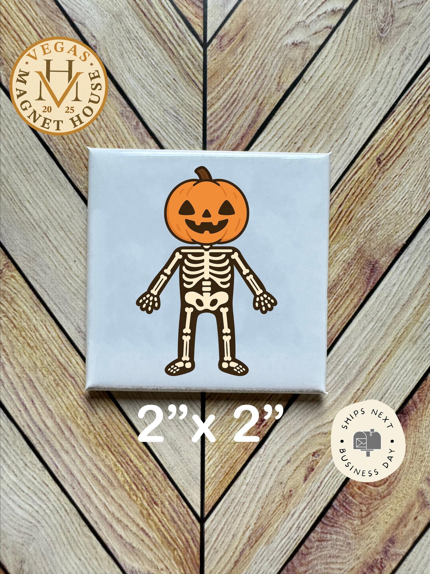Pumpkin Head Skeleton magnet |pumpkins | Halloween Fridge Decor 2x2"