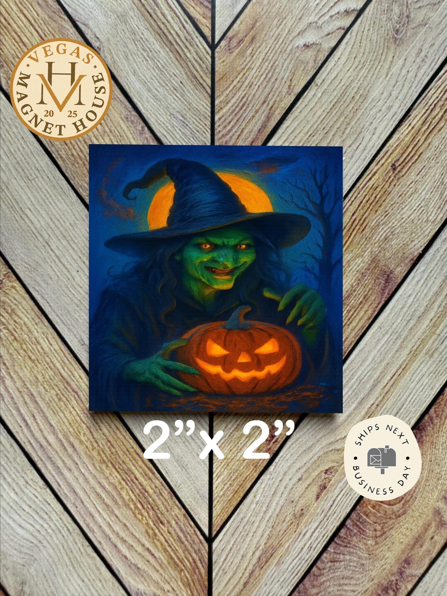 Pumpkin Witch magnet |pumpkins | Halloween Fridge Decor 2x2"