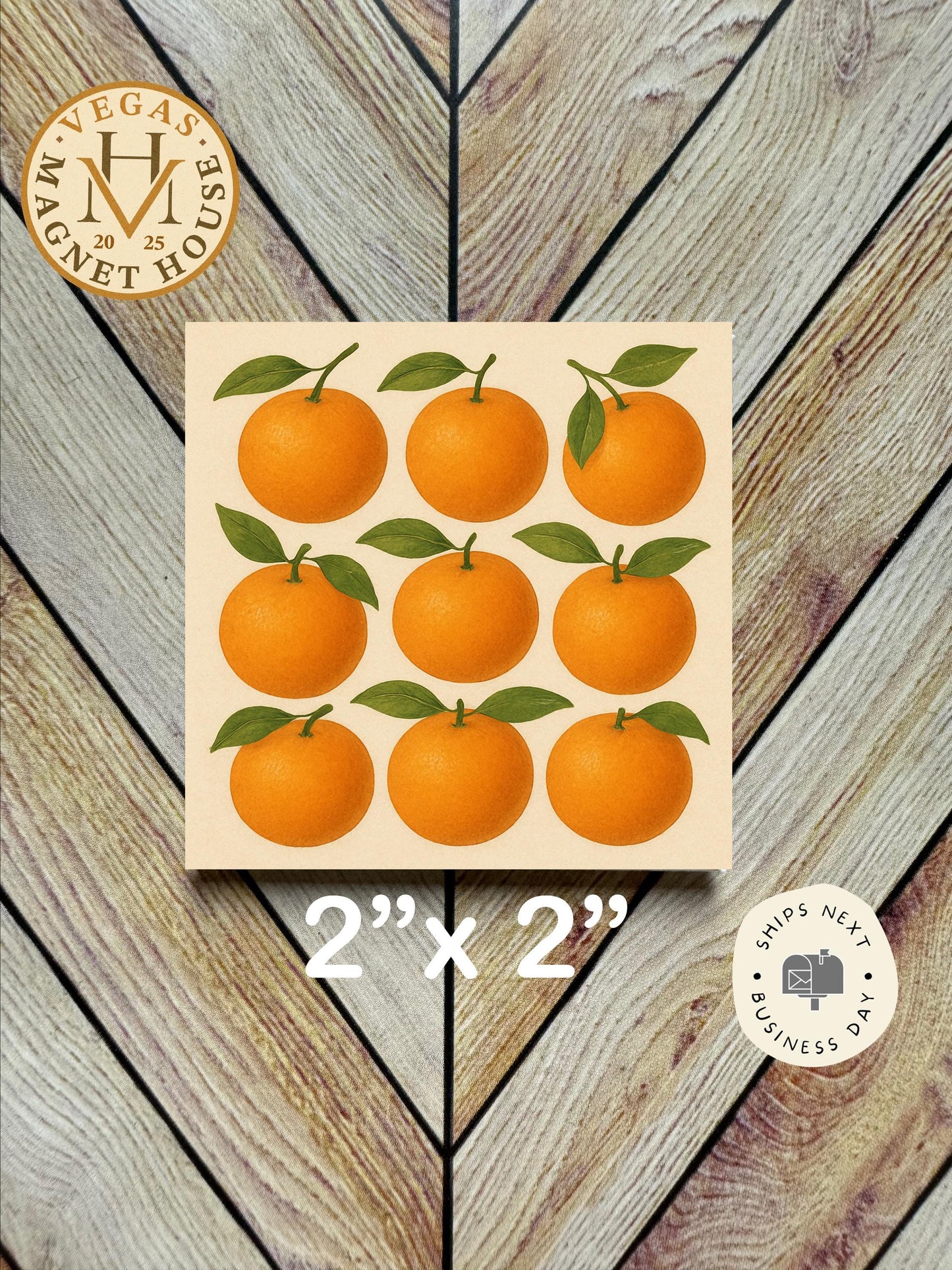 Oranges Decorative Fridge Magnet: 2x2" Vibrant Design