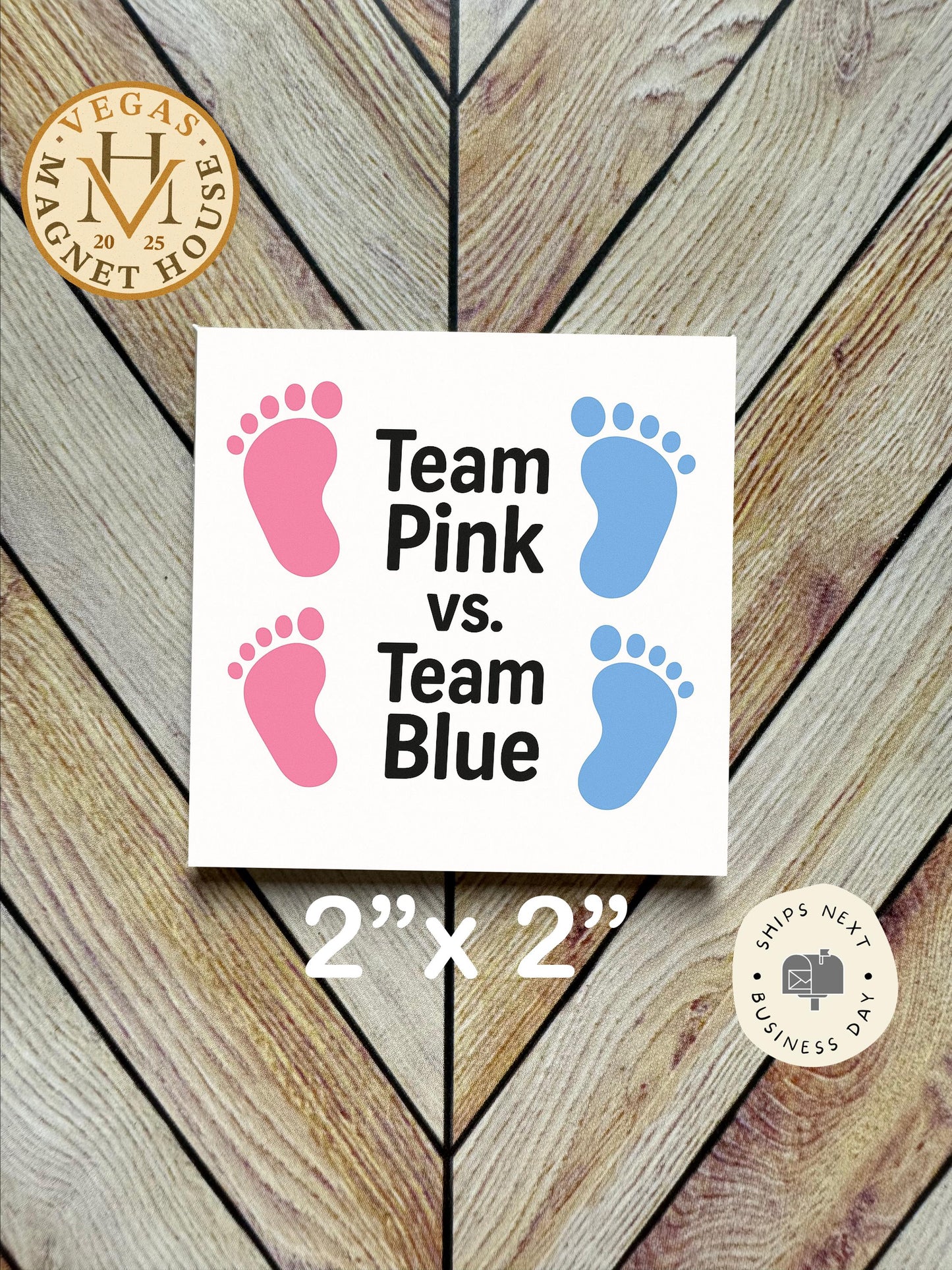Team Pink vs Team Blue magnet: 2x2" Holiday Fridge Decor
