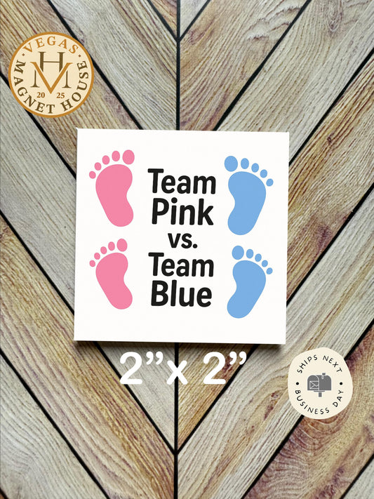 Team Pink vs Team Blue magnet: 2x2" Holiday Fridge Decor