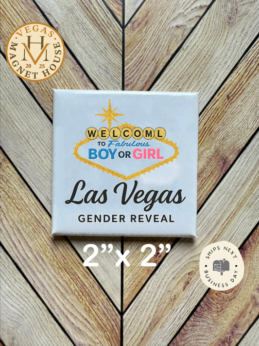 Las Vegas Gender Reveal Magnet : 2x2" Holiday Fridge Decor