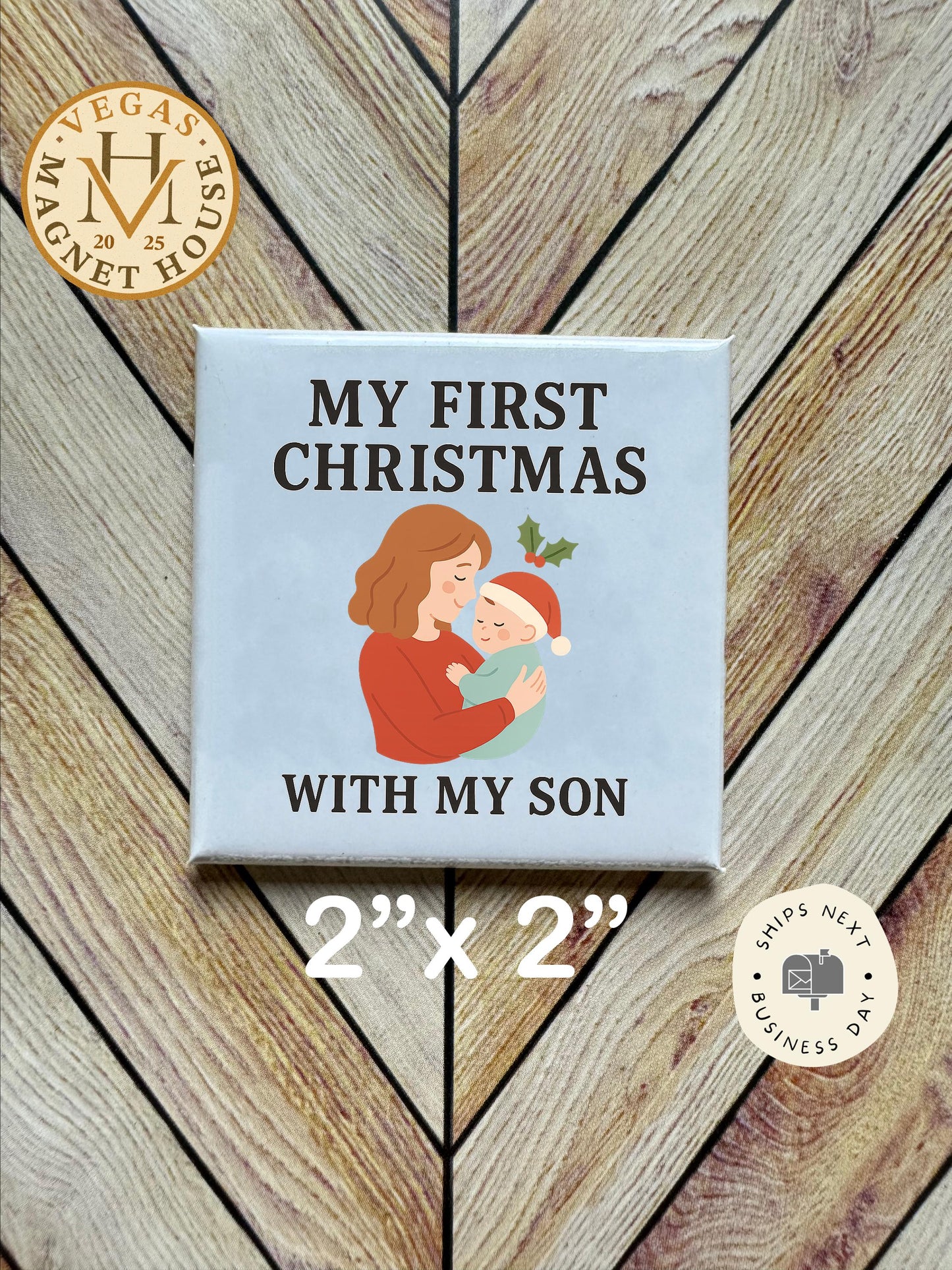 My First Christmas with my Son: Holiday Fridge Decor 2x2"