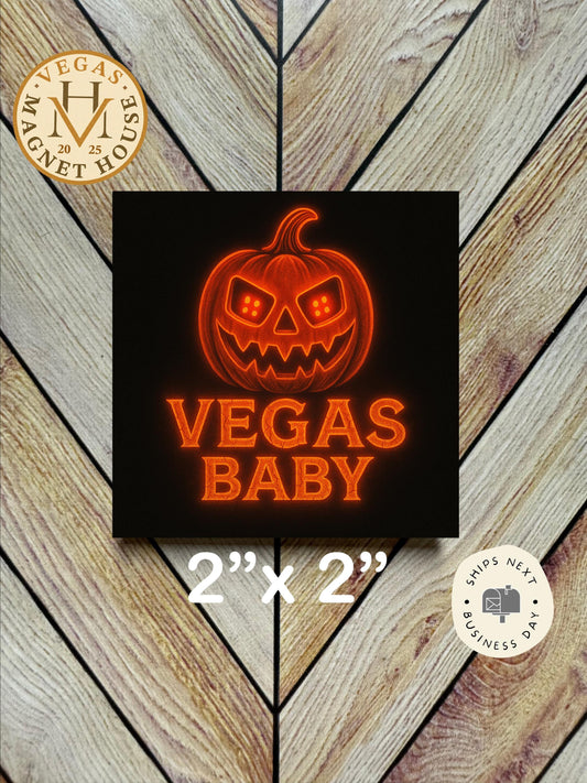 Las Vegas Pumpkin magnet | Pumpkin head | Halloween Fridge Decor 2x2"