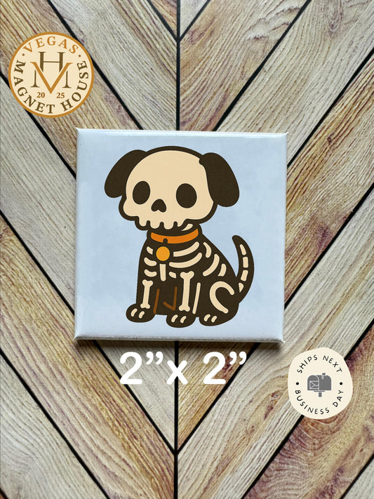 Skeleton Dog magnet | Pumpkin head | Halloween Fridge Decor 2x2"