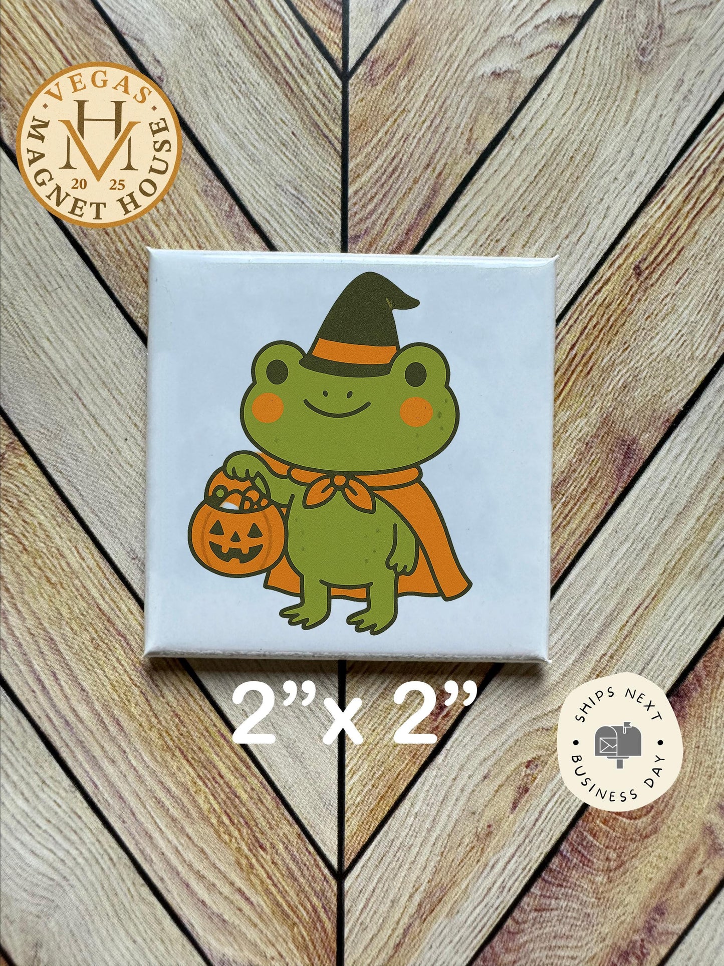 Little Witch Frog magnet | Halloween Fridge Decor 2x2"