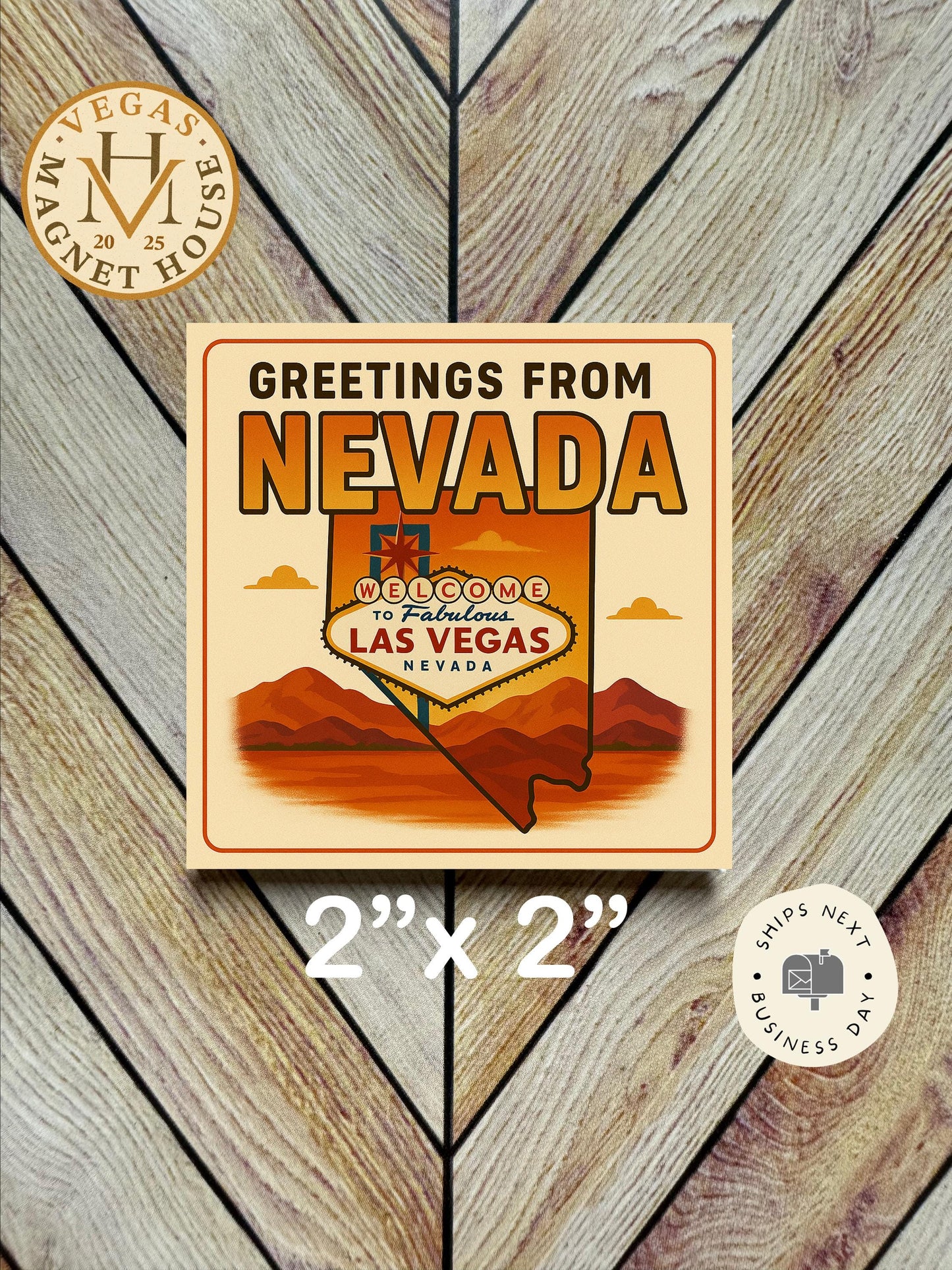 Greetings From Nevada Magnet: 2x2" souvenir Fridge Decor