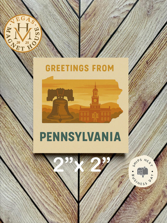Greetings from Pennsylvania  Magnet: 2x2" souvenir Fridge Decor