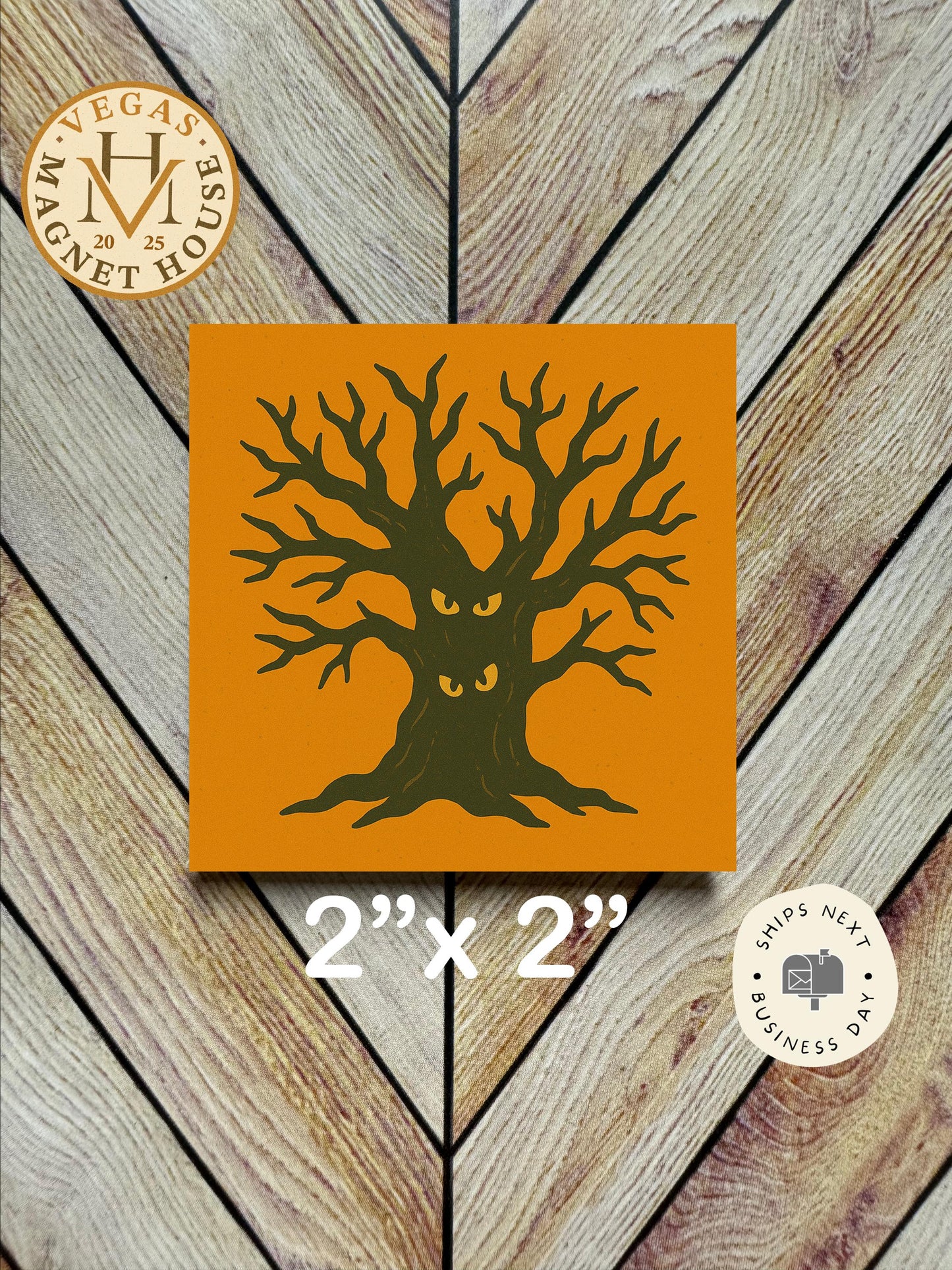 Haunted Tree magnet | Pumpkin head | Halloween Fridge Decor 2x2"