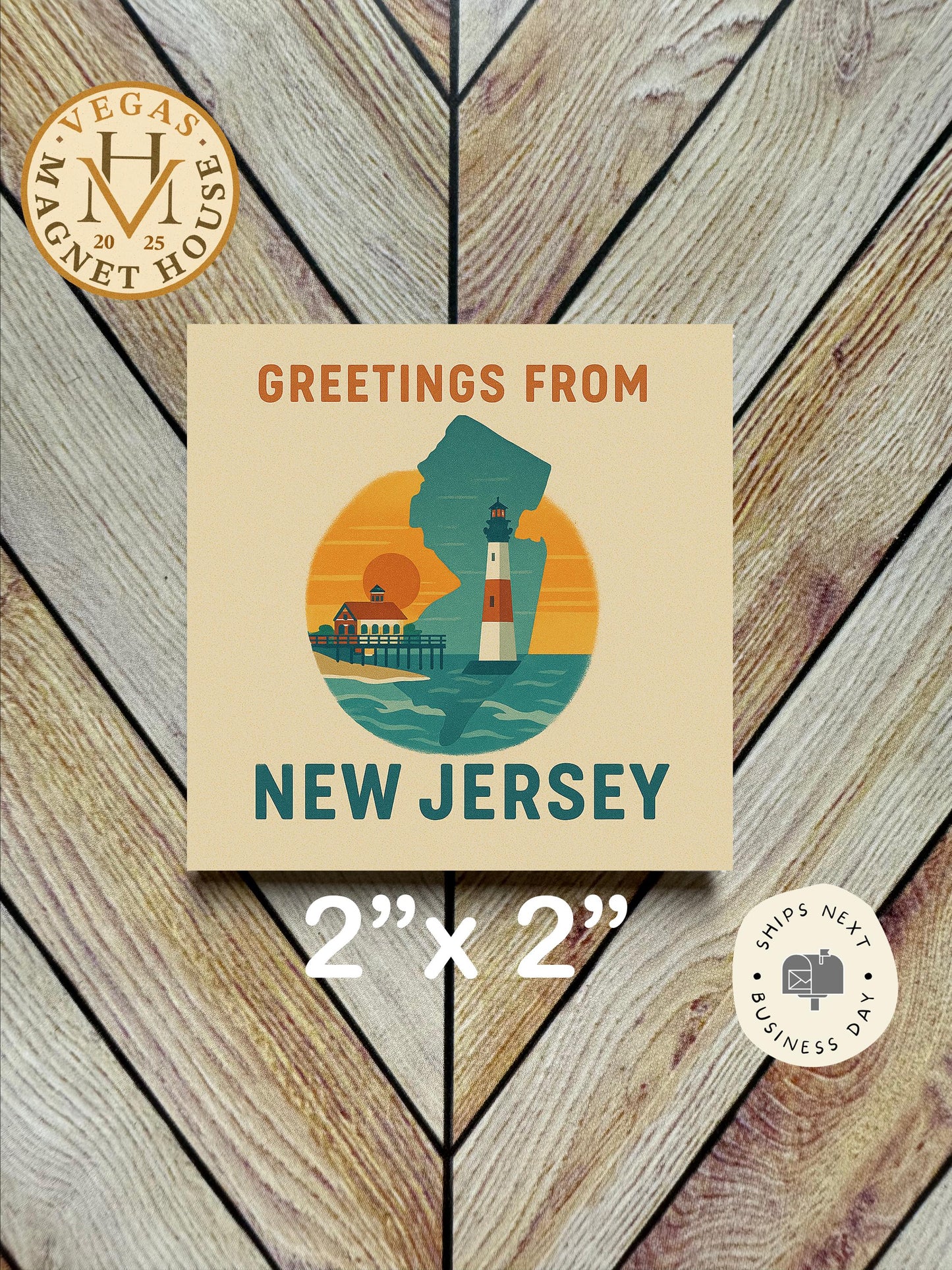 Greetings from New Jersey : 2x2" souvenir Fridge Decor