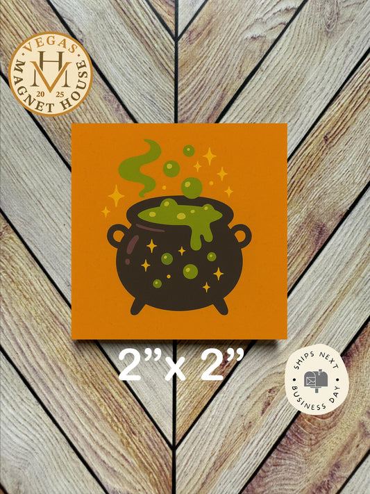 Witch pot Potion magnet | Pumpkin head | Halloween Fridge Decor 2x2"