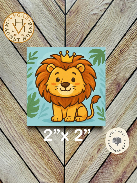Cute Lion Magnet   2x2": Decorative Fridge Magnet Gift