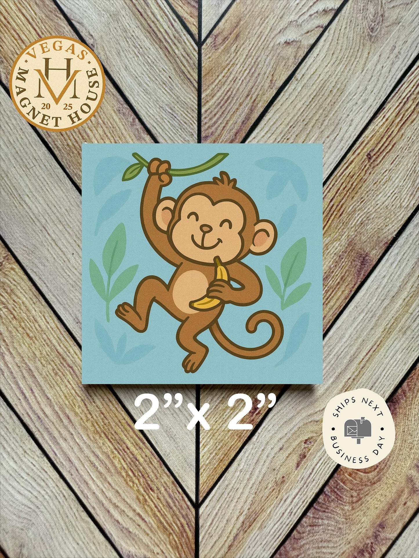 Hanging Monkey Magnet 2x2": Decorative Fridge Magnet Gift
