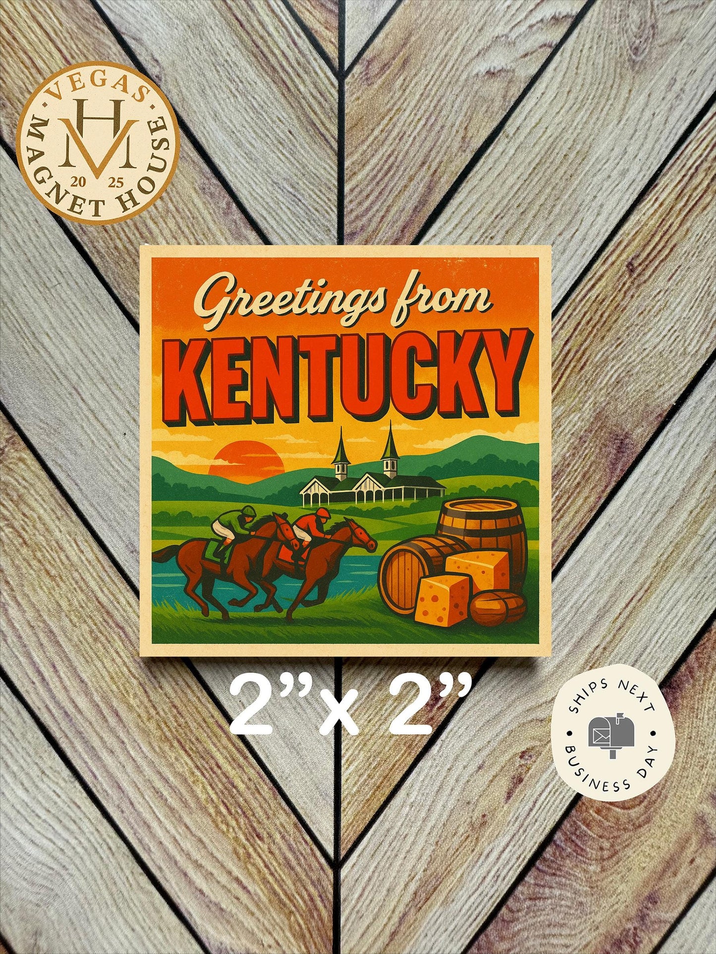 Greetings From Kentucky Magnet  : 2x2" souvenir Fridge Decor