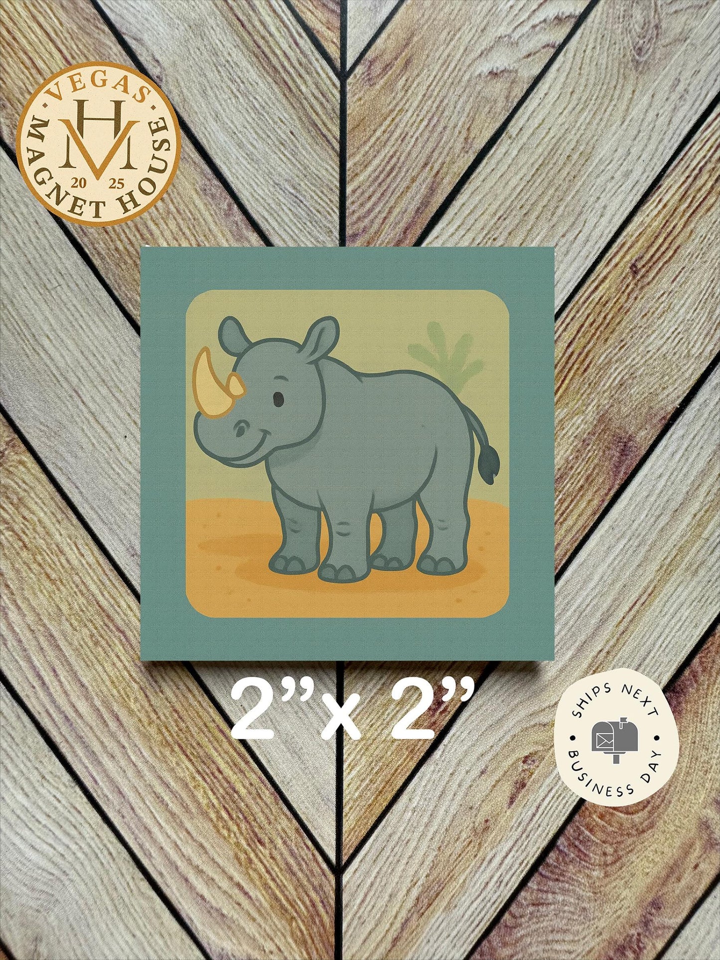 Rhinoceros Magnet  : 2x2" souvenir Fridge Decor
