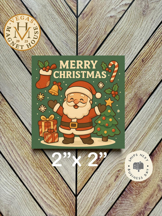 Happy Santa Clause  |  Magnet: 2x2" Decorative Fridge Magnet