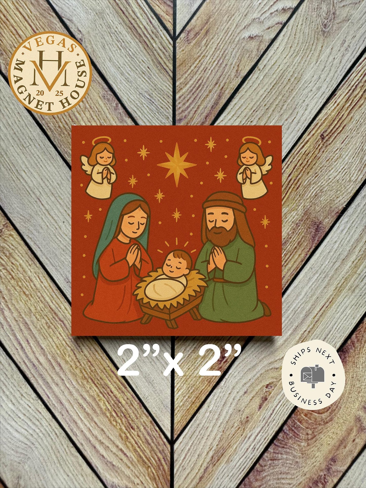 Christmas baby Jesus  |  Magnet: 2x2" Decorative Fridge Magnet